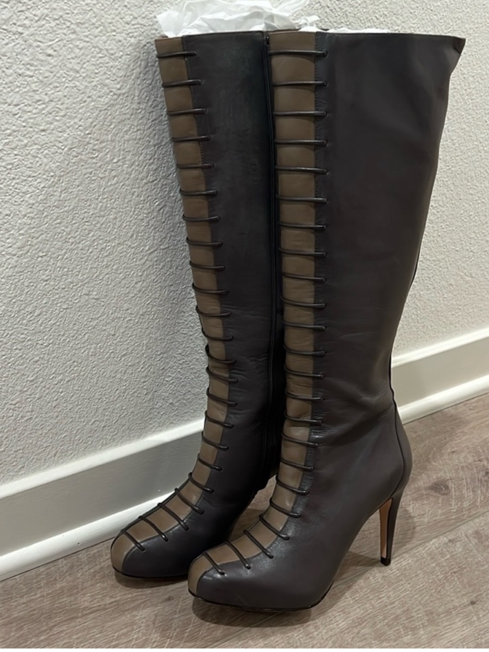 Cole Haan Shoes | Cole Haan Air Violet Laced Leather Boots Size 8 Dark Gray
